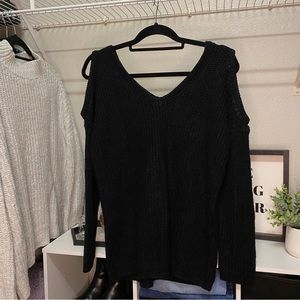 Black Cut-Out Shoulder Sweater